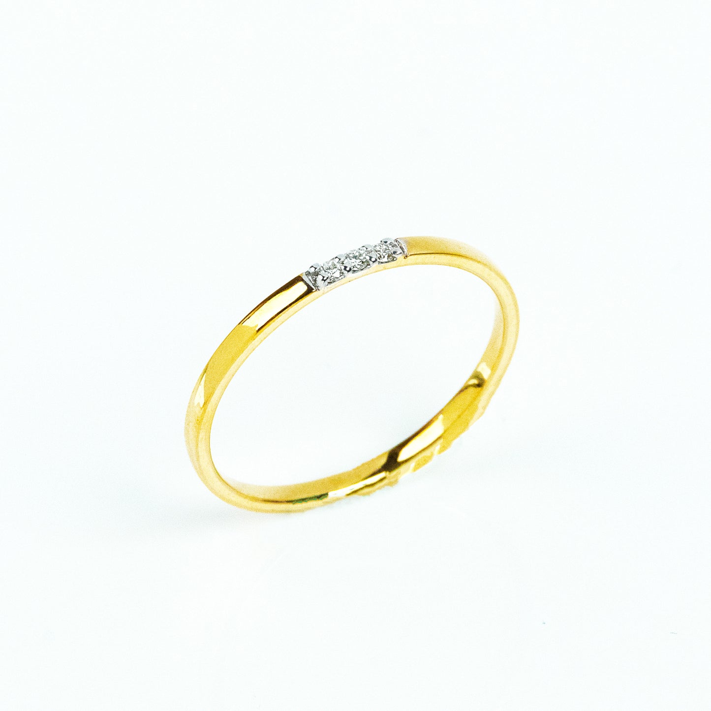 Caratly 18kt gold 3 Diamond Ring with trio stone setting minimalist band design under Rs. 20,000
