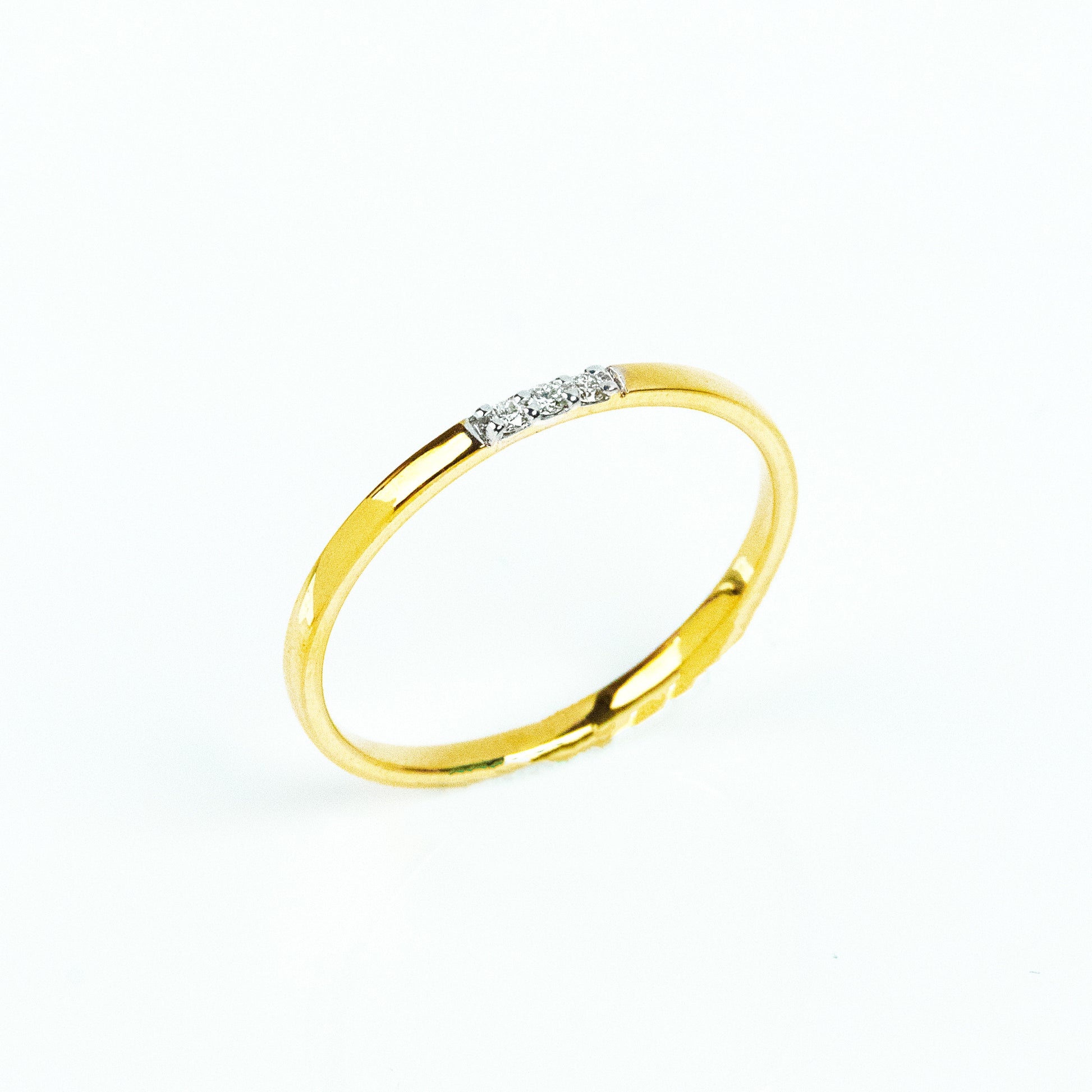 Caratly 18kt gold 3 Diamond Ring with trio stone setting minimalist band design under Rs. 20,000