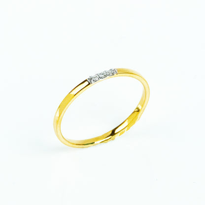 Caratly 18kt gold 3 Diamond Ring with trio stone setting minimalist band design under Rs. 20,000