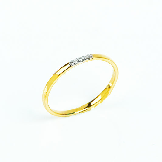 Caratly 18kt gold 3 Diamond Ring with trio stone setting minimalist band design under Rs. 20,000