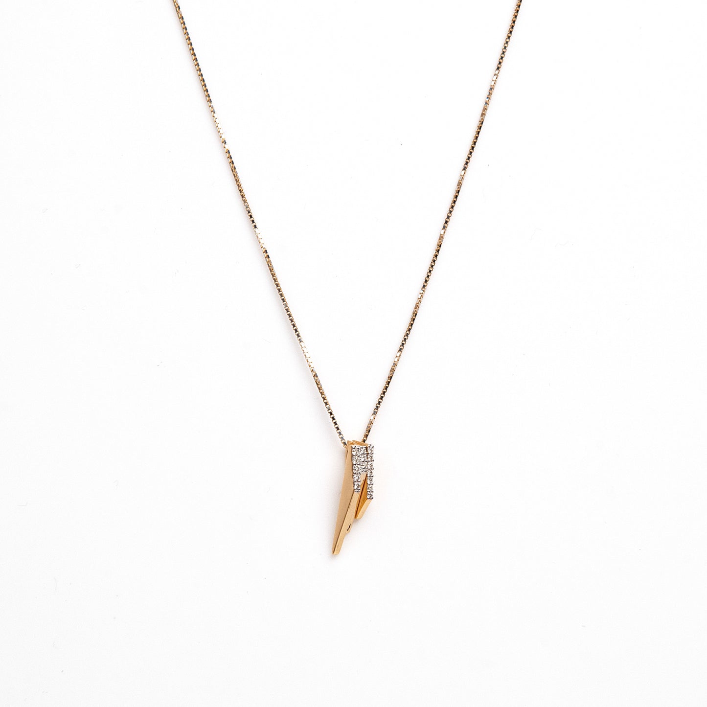 Caratly 18kt gold 3d Diamond Pendant with 0.08ct clustered bar design geometric pendant under Rs. 30,000