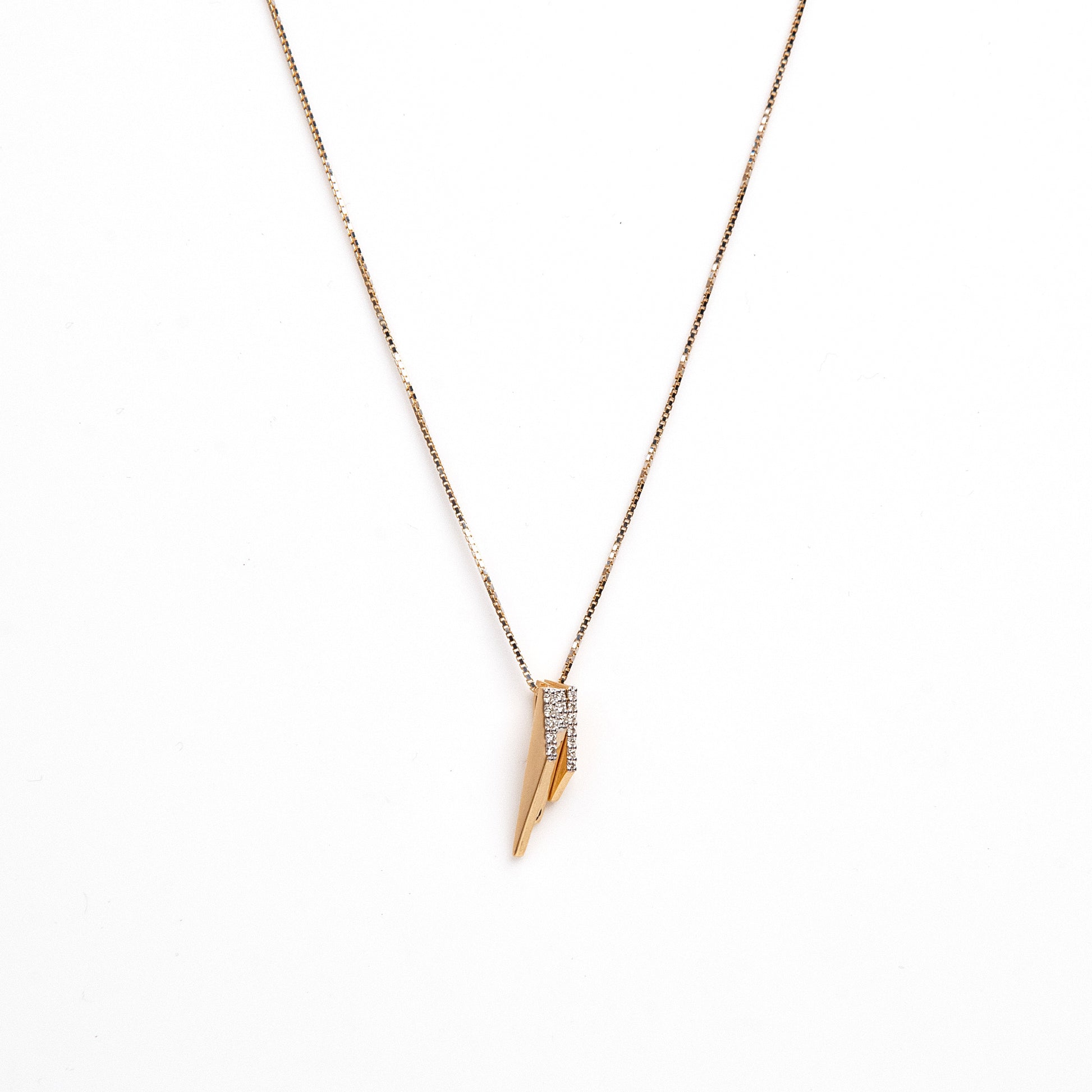 Caratly 18kt gold 3d Diamond Pendant with 0.08ct clustered bar design geometric pendant under Rs. 30,000