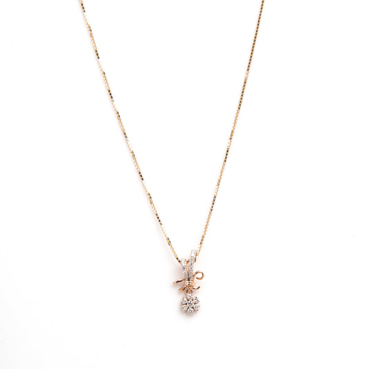 Caratly 18kt gold Bouquet Diamond Pendant with 0.14ct diamond flower cluster and gold ribbon tie design under Rs. 30,000