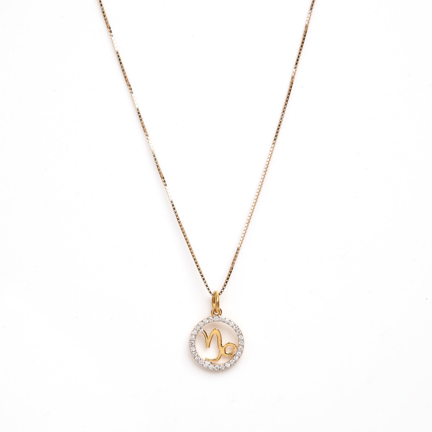 Caratly 18kt gold Capricorn Diamond Charm with 0.15ct diamond halo zodiac sign pendant gift for her under  Rs. 40,000