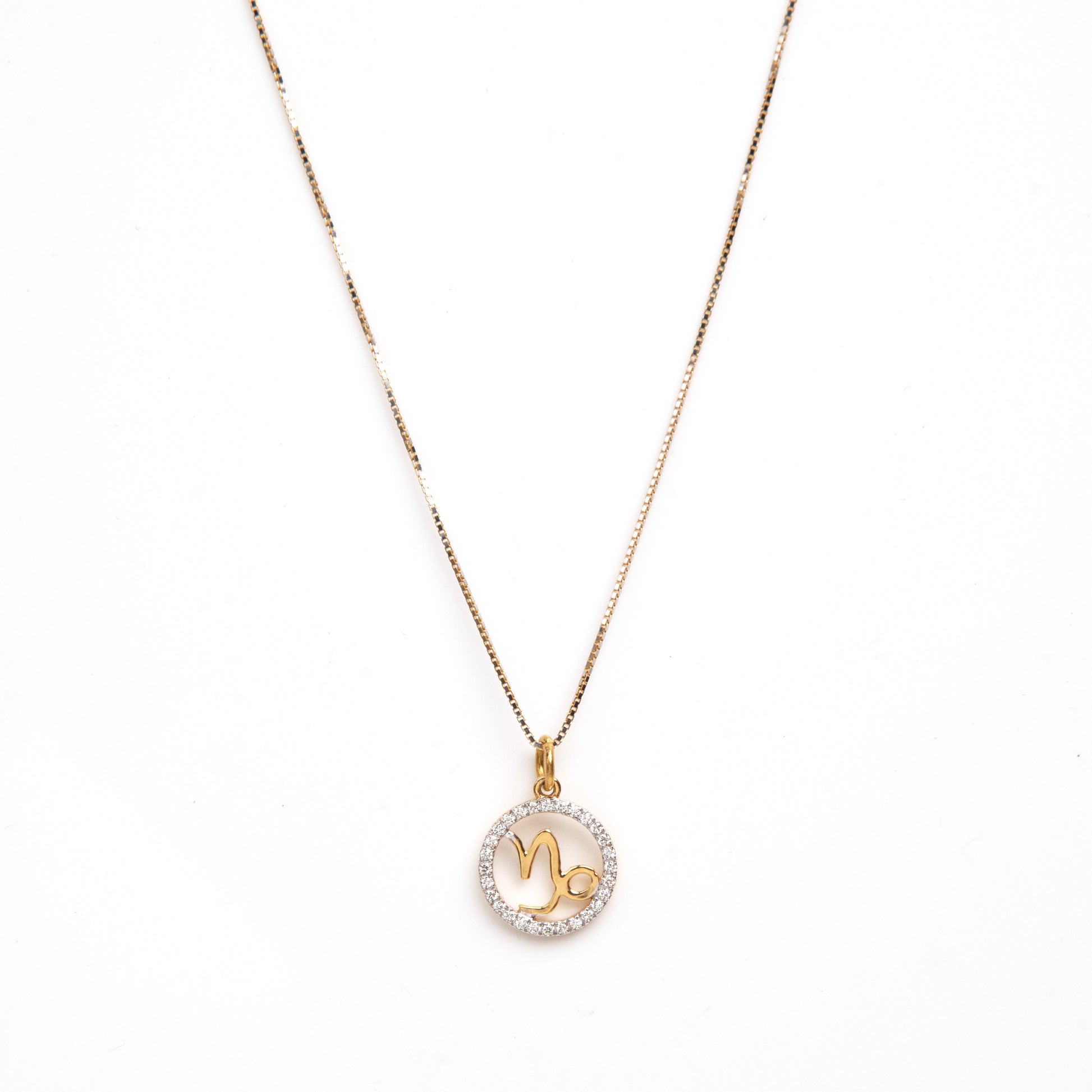 Caratly 18kt gold Capricorn Diamond Charm with 0.15ct diamond halo zodiac sign pendant gift for her under  Rs. 40,000