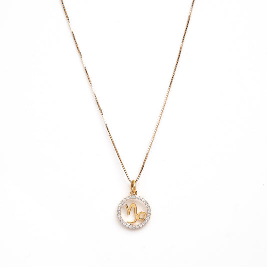 Caratly 18kt gold Capricorn Diamond Charm with 0.15ct diamond halo zodiac sign pendant gift for her under  Rs. 40,000