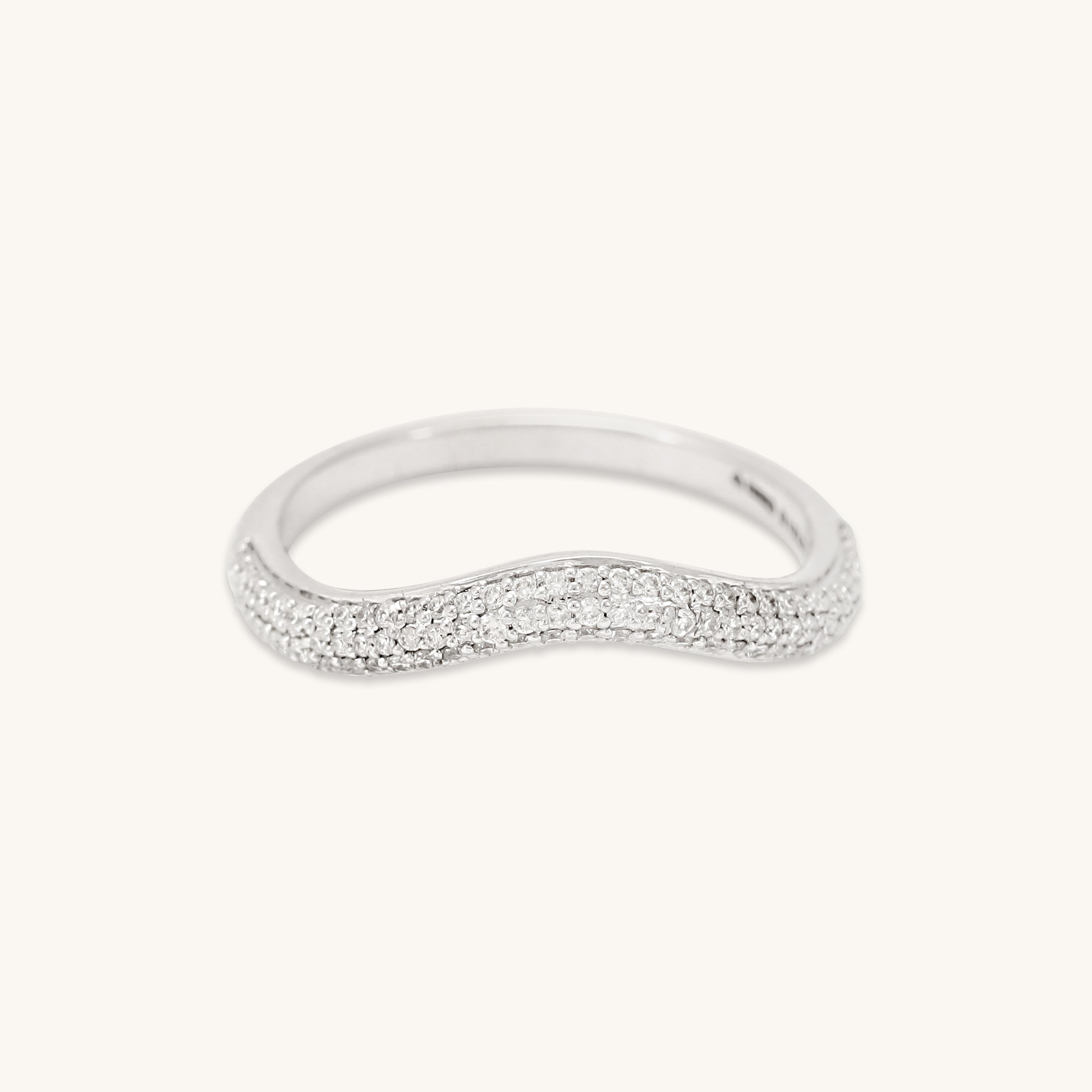 Caratly 18kt white gold Cluster Diamond Ring with 0.28ct diamond pave in a curved wishbone v-shape design under Rs. 70,000