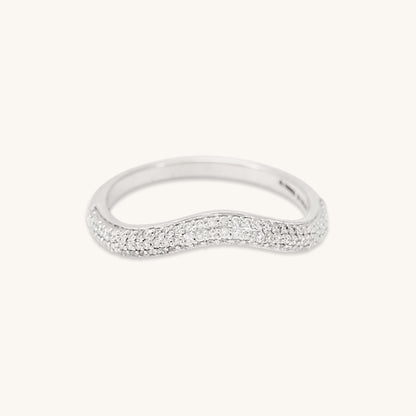 Caratly 18kt white gold Cluster Diamond Ring with 0.28ct diamond pave in a curved wishbone v-shape design under Rs. 70,000