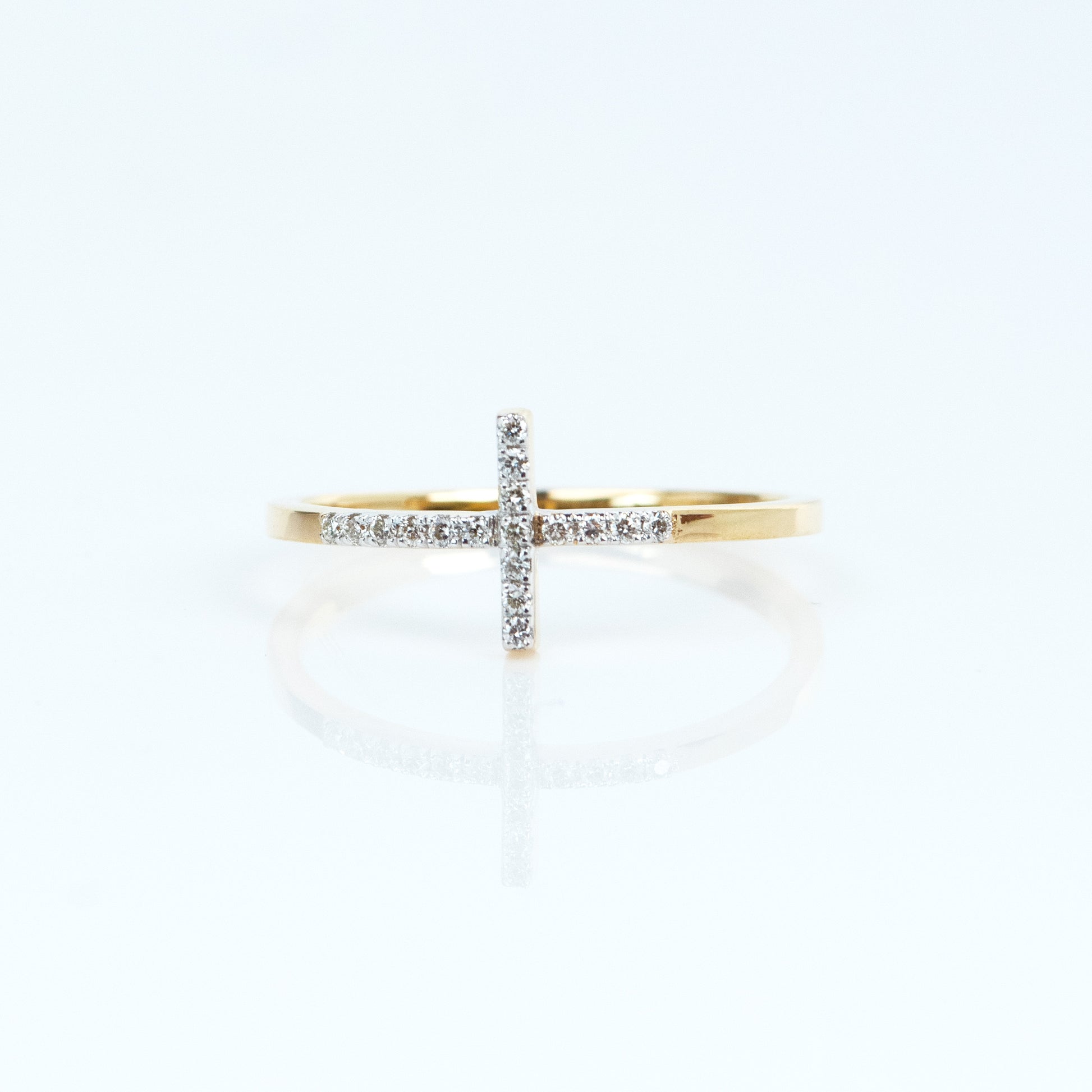 Caratly 18kt gold Cross Diamond Ring with pave diamond cross symbol design minimalist religious jewelry under Rs. 30,000