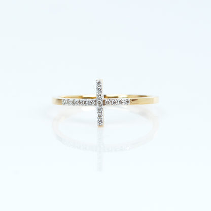 Caratly 18kt gold Cross Diamond Ring with pave diamond cross symbol design minimalist religious jewelry under Rs. 30,000