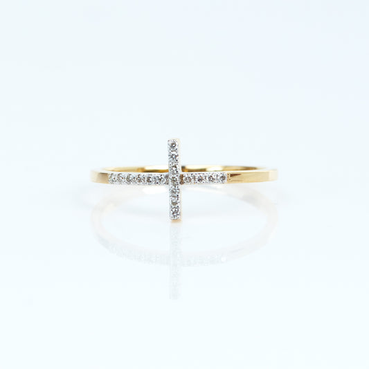 Caratly 18kt gold Cross Diamond Ring with pave diamond cross symbol design minimalist religious jewelry under Rs. 30,000