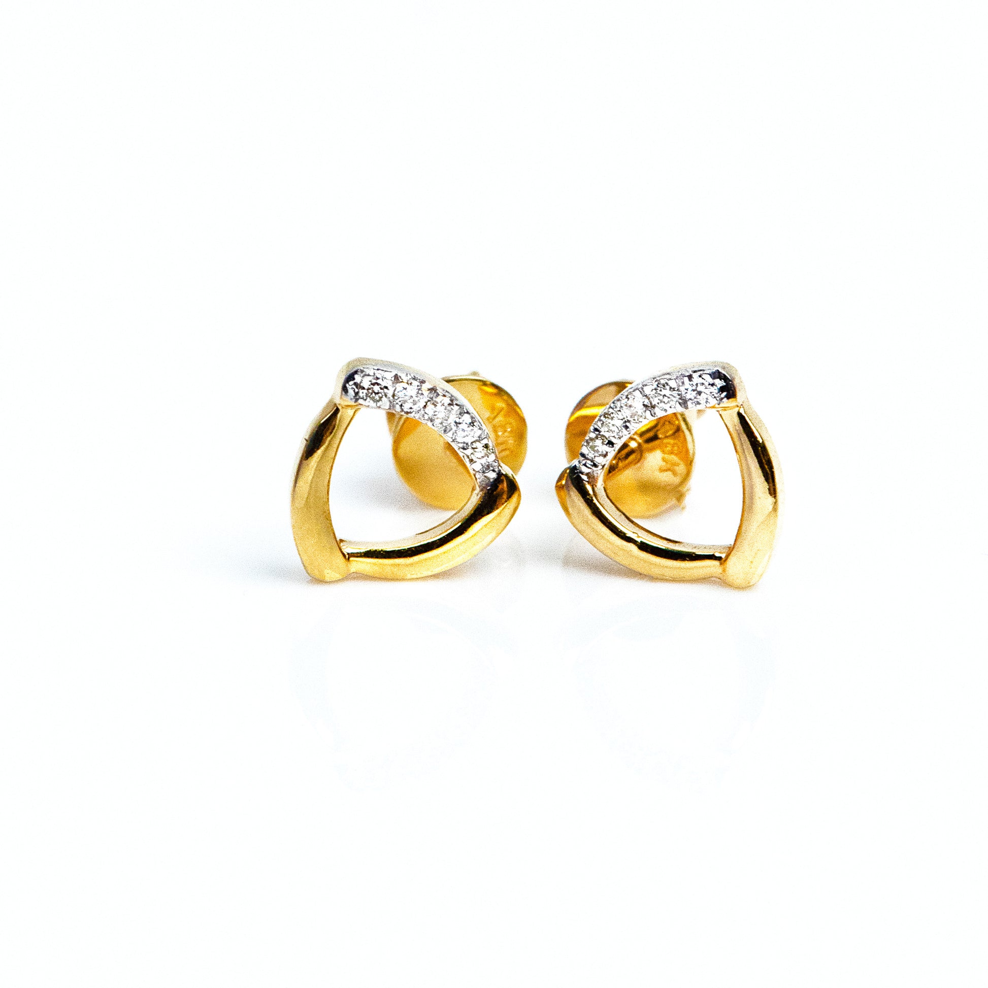 Caratly 18kt gold Daily Diamond Earring with 0.04ct diamond open soft triangle design, minimalist studs under Rs. 30,000