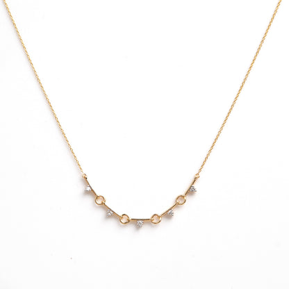 Caratly Dainty Diamond Necklace 18kt gold curved smile pendant with 0.14ct natural diamonds for daily wear or gifting under Rs. 60000