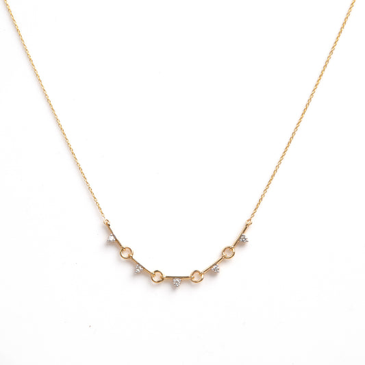 Caratly Dainty Diamond Necklace 18kt gold curved smile pendant with 0.14ct natural diamonds for daily wear or gifting under Rs. 60000