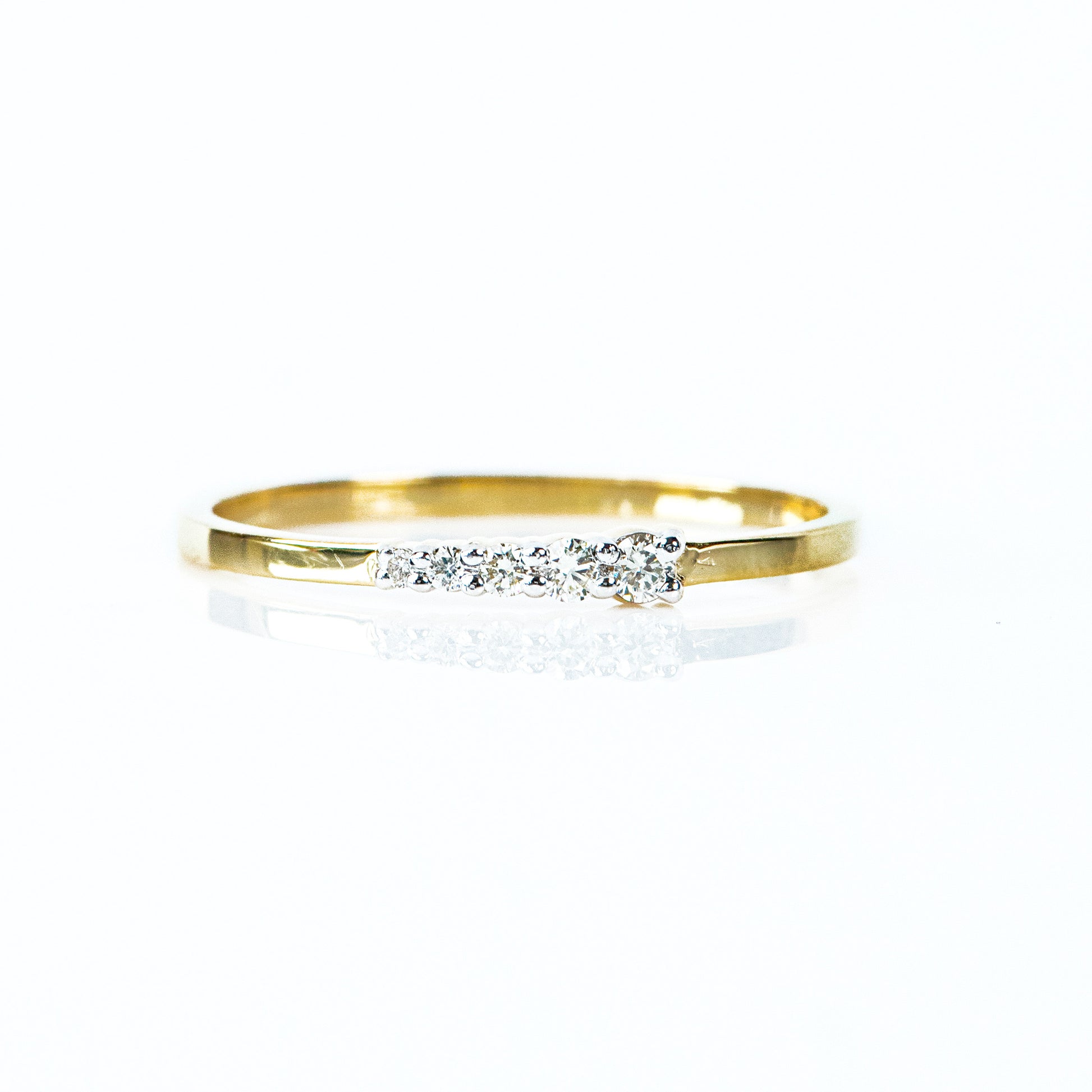 Caratly 18kt gold Diamond Flow Ring with 0.09ct graduated diamond row design minimalist band under Rs. 30,000