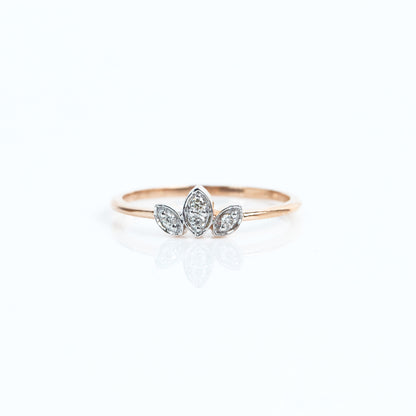 Caratly 18kt gold Diamond Leafy Ring with 0.05ct marquise-shape leaf design minimalist band ubder Rs. 30,000