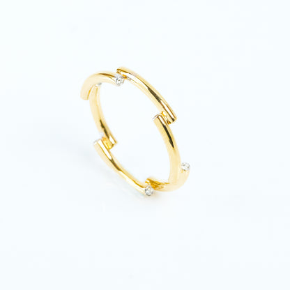 Caratly 18kt gold Disarranged Diamond Ring with 0.07ct diamonds in an abstract staggered gap design, gift for her under 40,000