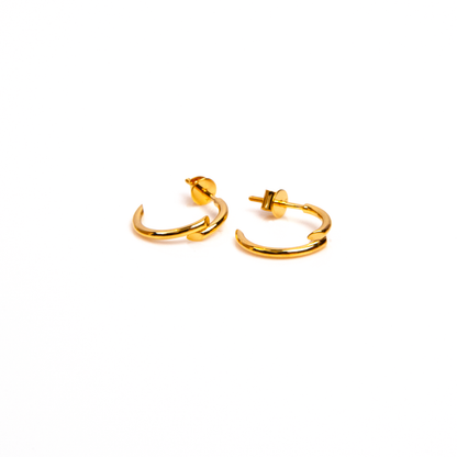 Caratly 18kt gold Disarranged Gold Earring with abstract staggered open hoop design under Rs. 40,000