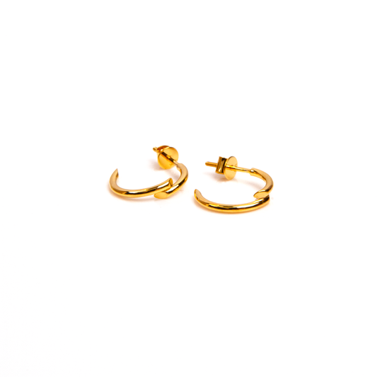 Caratly 18kt gold Disarranged Gold Earring with abstract staggered open hoop design under Rs. 40,000