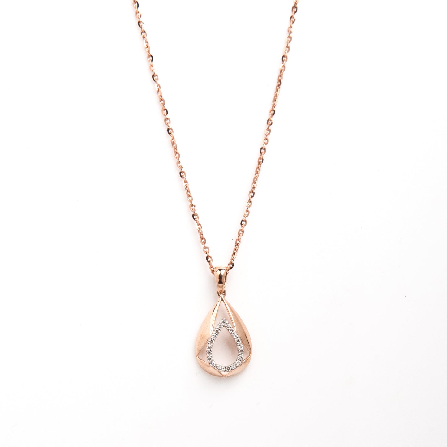Caratly 18kt gold Dreamy Diamond Pendant with 0.12ct diamond inner teardrop design elegant necklace under Rs. 40,000