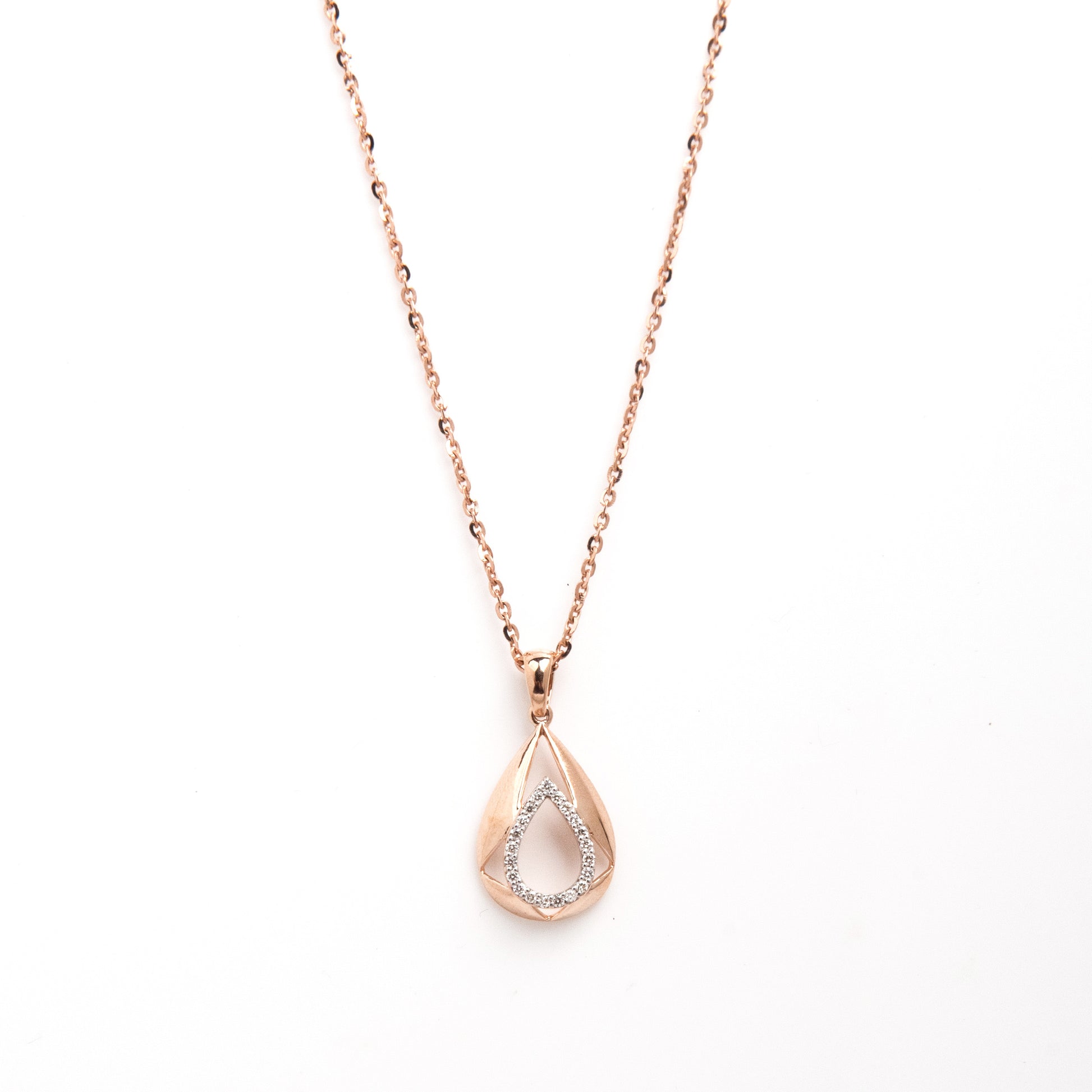 Caratly 18kt gold Dreamy Diamond Pendant with 0.12ct diamond inner teardrop design elegant necklace under Rs. 40,000