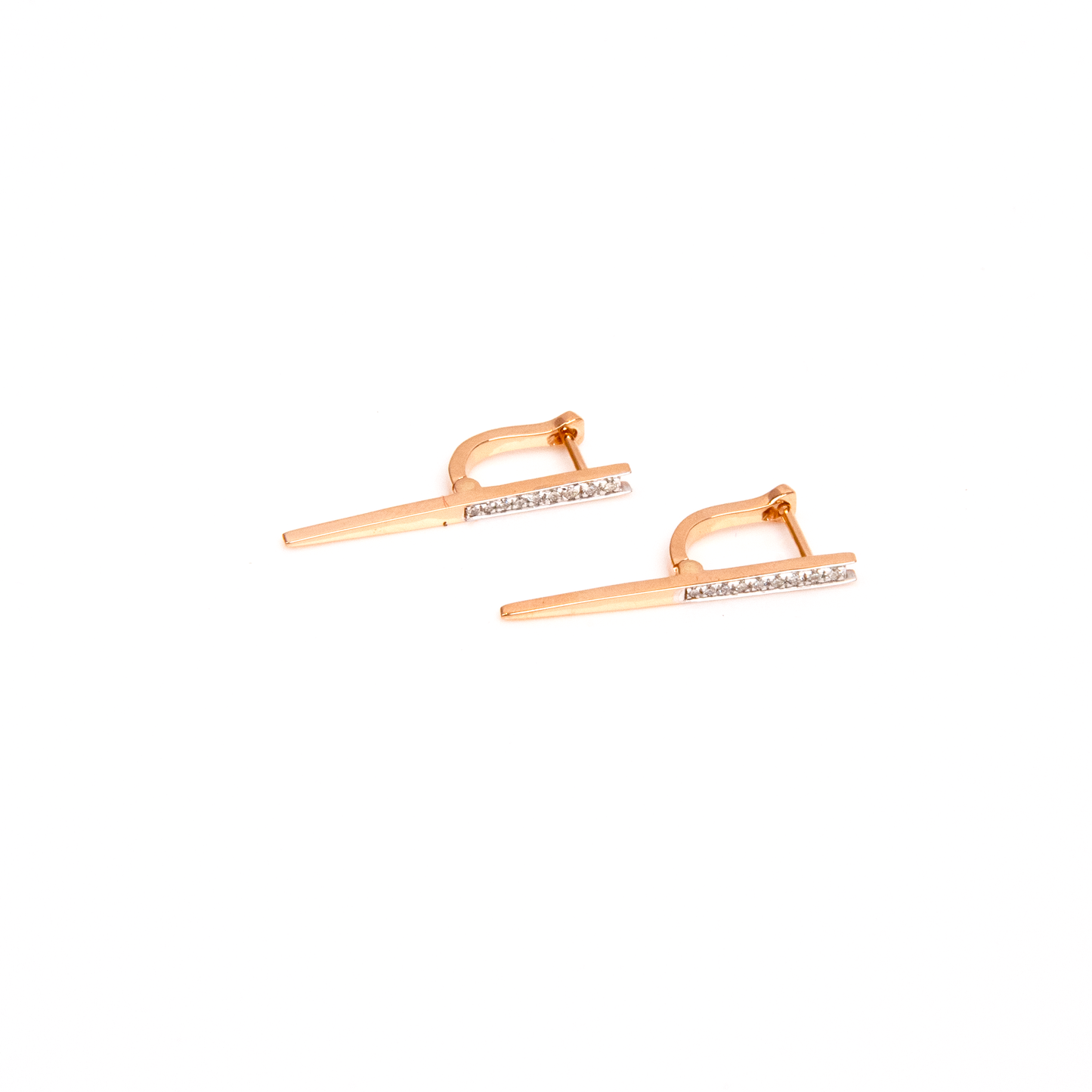 Caratly 18kt gold Elegant Diamond Earring with 0.10ct diamonds in a sleek linear bar drop design under Rs. 40,000