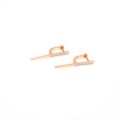 Caratly 18kt gold Elegant Diamond Earring with 0.10ct diamonds in a sleek linear bar drop design under Rs. 40,000