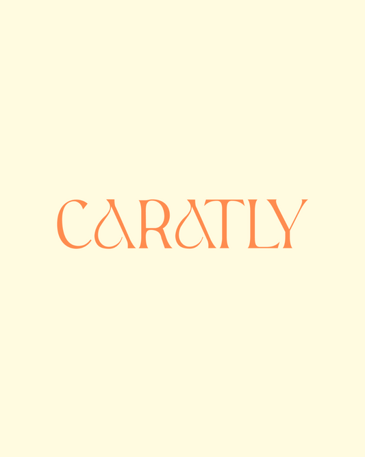 Caratly Gift Card design showing the brand logo in elegant orange typography on a soft cream background. Available denominations 2000, 5000, 10,000, 15,000 and 20,000