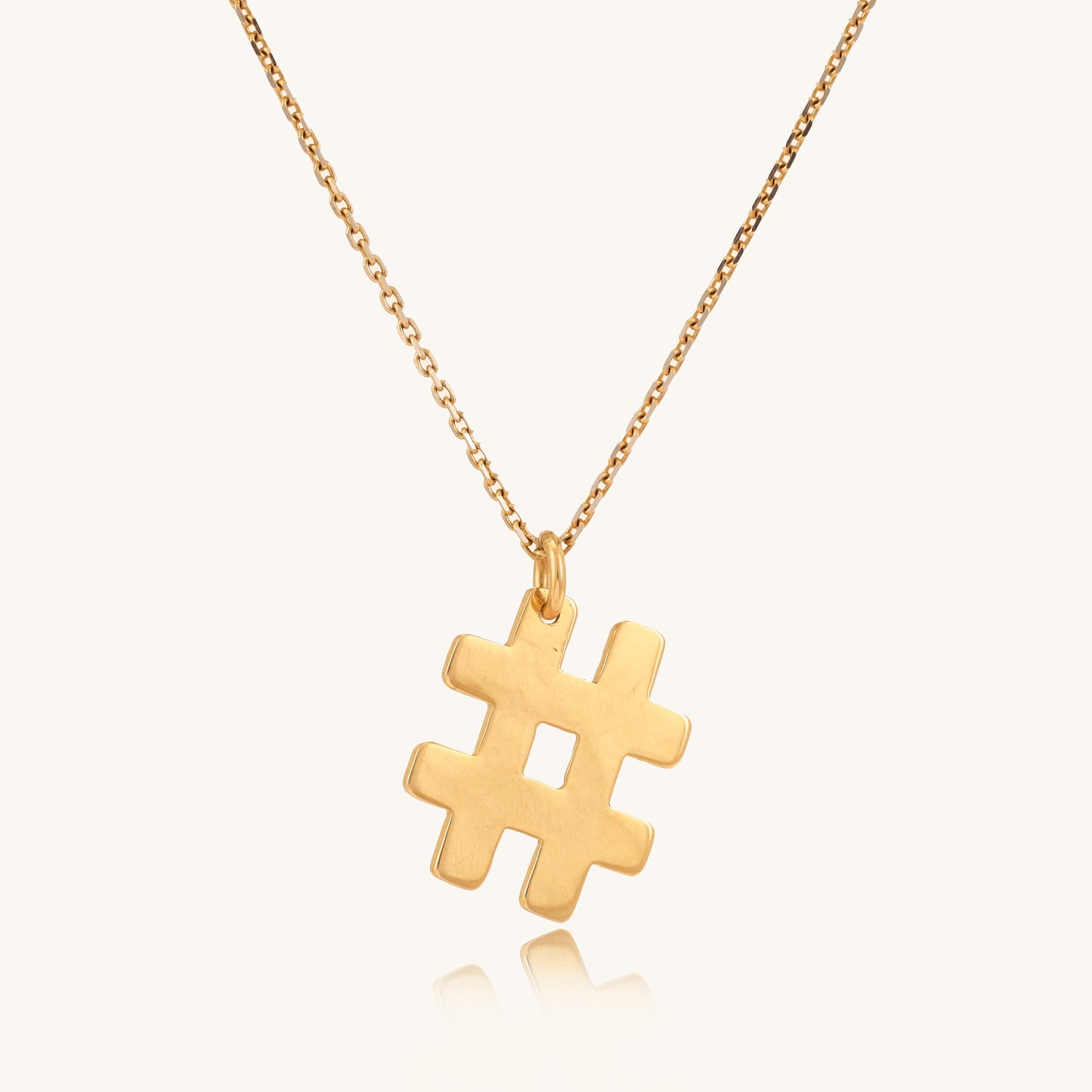 Caratly 18kt gold Hashtag Gold Pendant with solid gold hash symbol charm on a delicate chain under Rs. 15,000