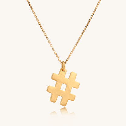 Caratly 18kt gold Hashtag Gold Pendant with solid gold hash symbol charm on a delicate chain under Rs. 15,000