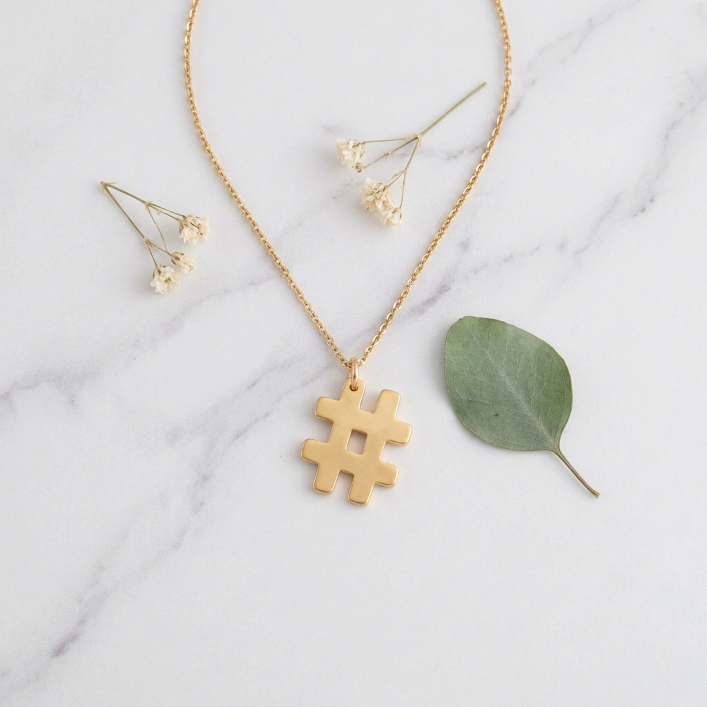 Hashtag Gold Pendant