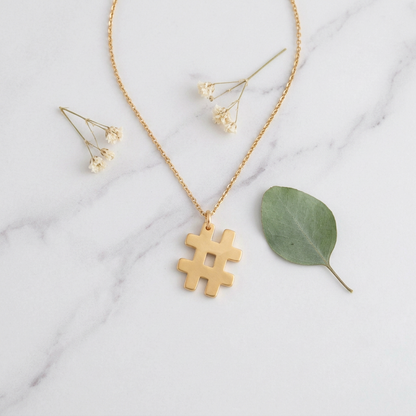 Hashtag Gold Pendant
