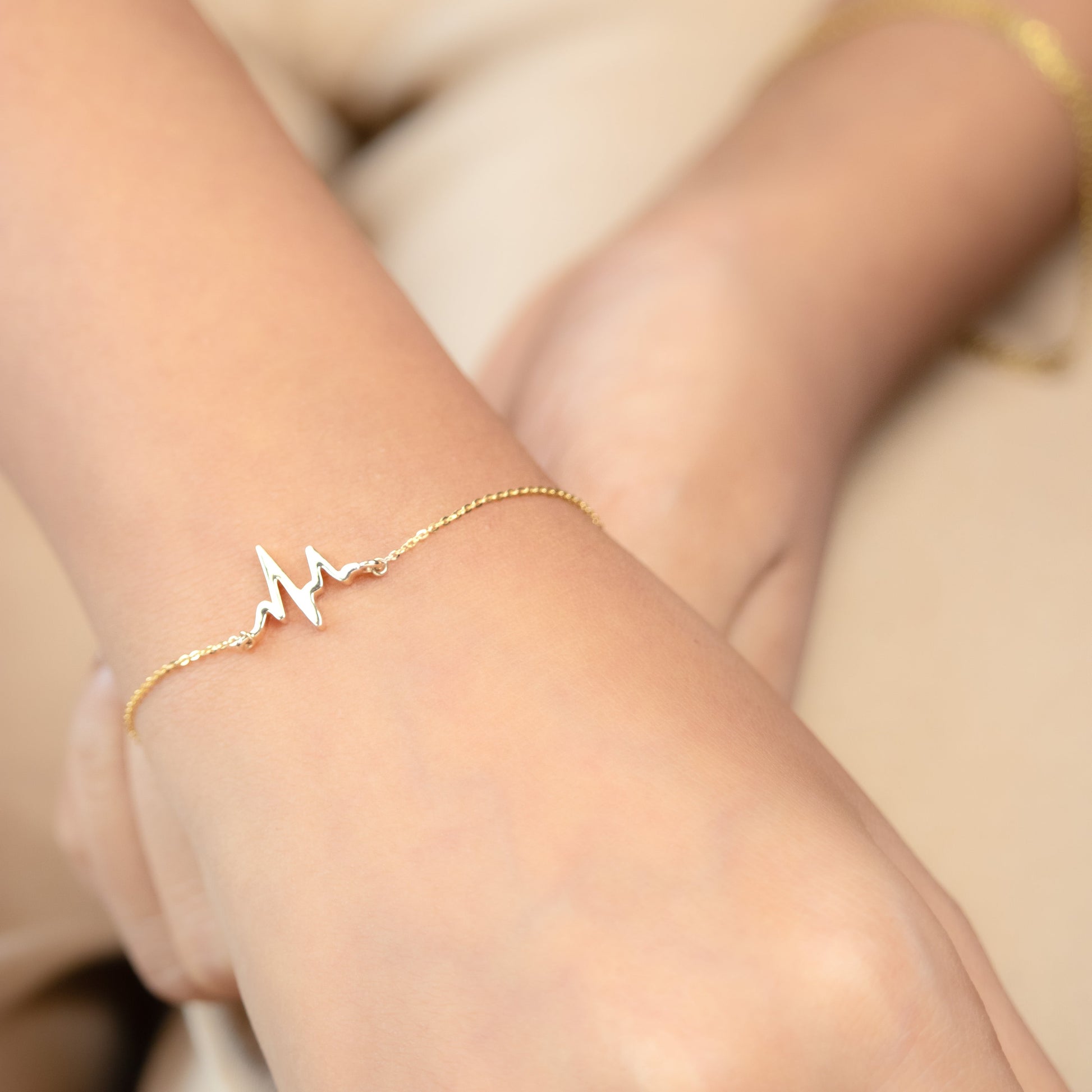 Caratly 18kt gold Heartbeat Gold Bracelet with pulse line charm minimalist design for her under 30,000