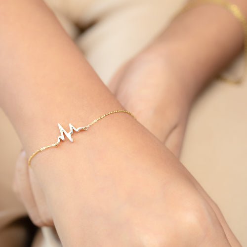 Caratly 18kt gold Heartbeat Gold Bracelet with pulse line charm minimalist design for her under 30,000
