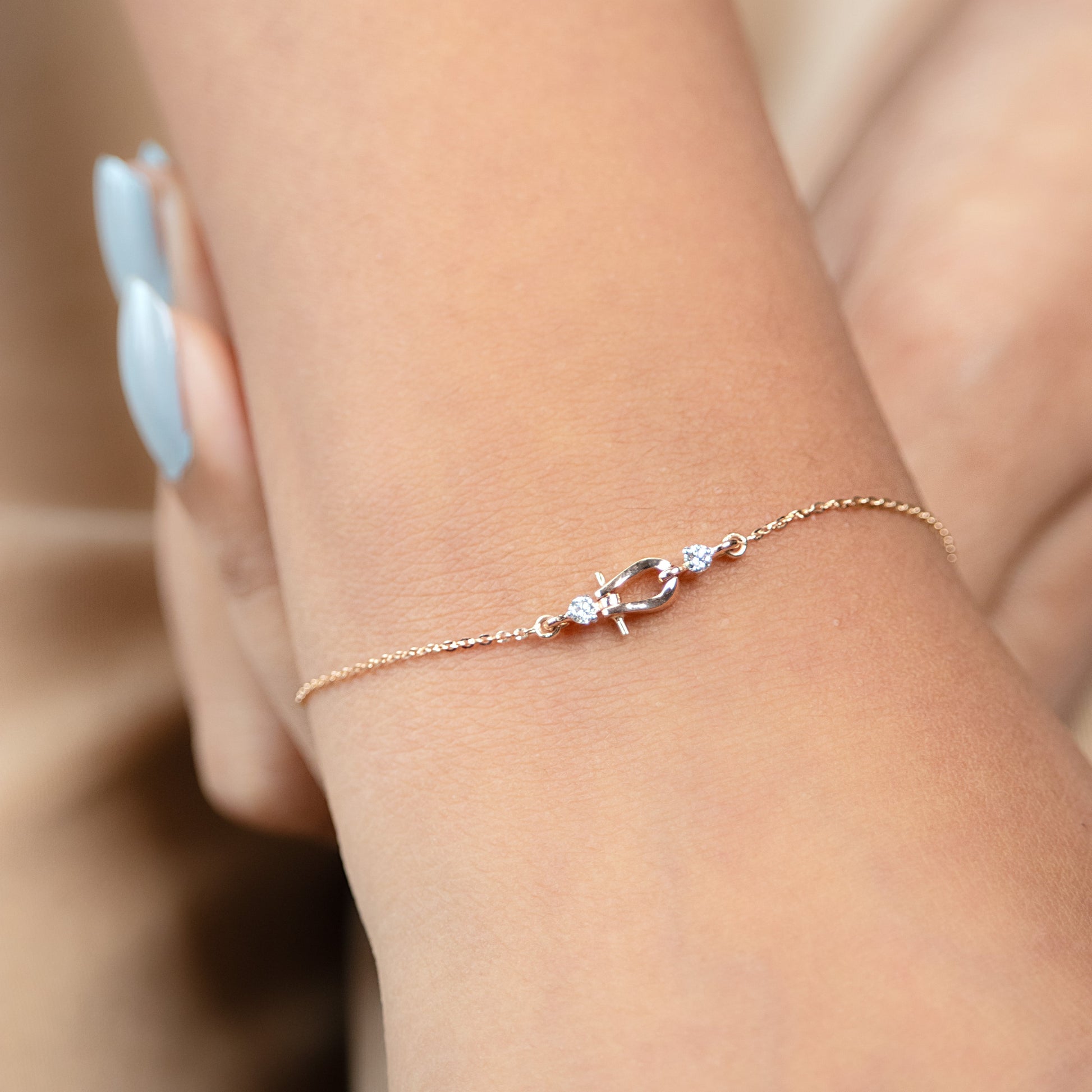 Caratly 18kt gold Horseshoe Diamond Bracelet with 0.07ct lucky charm minimalist design for women under 30000