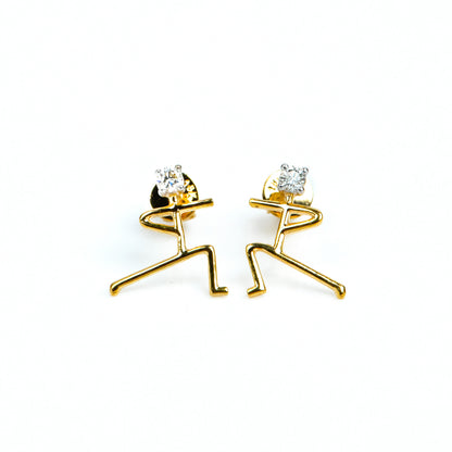 Caratly 18kt gold Human Diamond Earring with 0.10ct diamond accents in an abstract stick figure person design