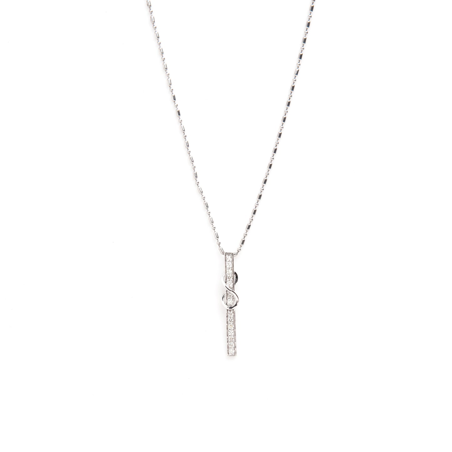 Caratly 18kt gold Infinity Bar Pendant with 0.13ct diamond vertical bar and infinity symbol design under Rs. 30,000