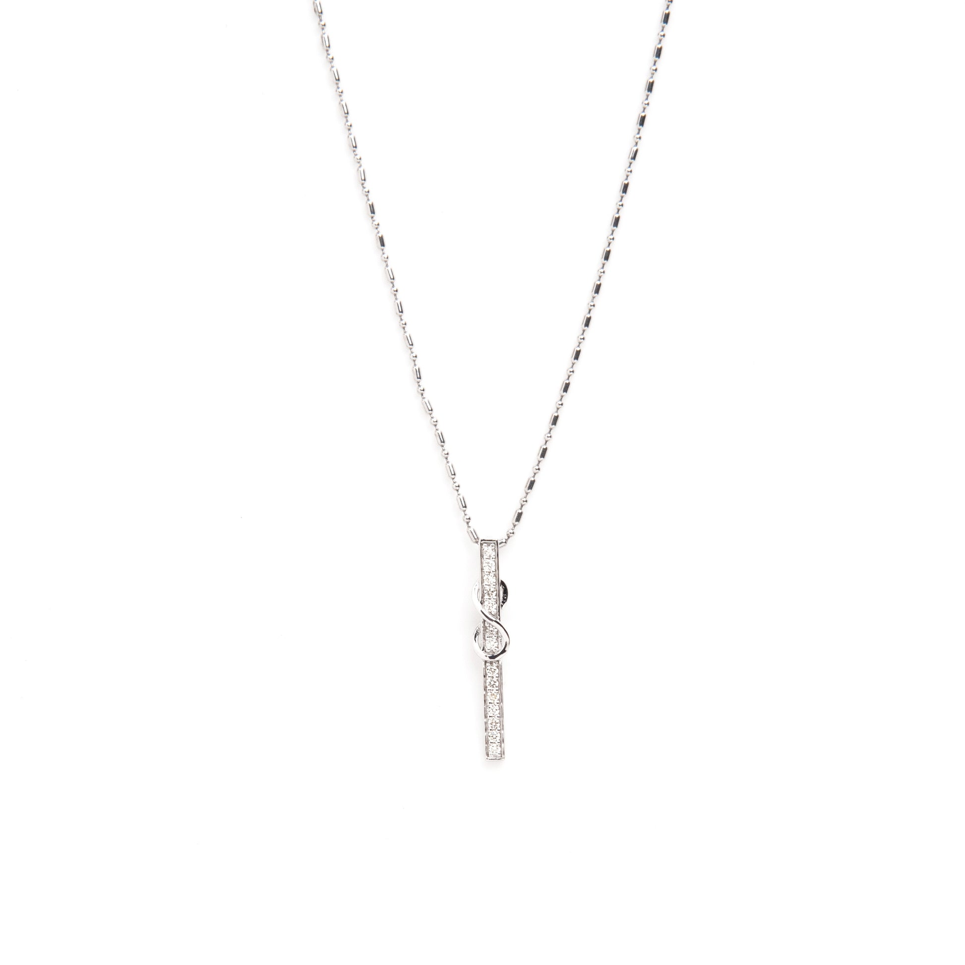 Caratly 18kt gold Infinity Bar Pendant with 0.13ct diamond vertical bar and infinity symbol design under Rs. 30,000