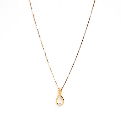 Caratly 18kt gold Infinity Diamond Pendant with 0.02ct diamond accent and vertical twisted loop design under Rs. 15,000