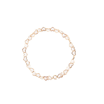 Caratly 18kt gold Interlinked Heart Bracelet with continuous open heart link design for women under 50,000