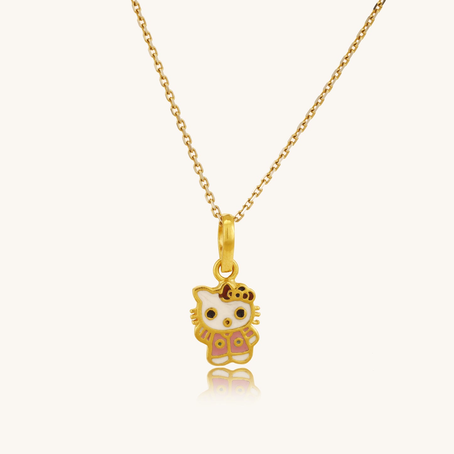 Caratly 22kt gold Kitty Gold Pendant featuring a small Hello Kitty inspired enamel cat charm on a delicate chain under Rs. 25,000