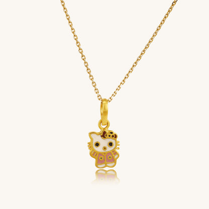 Caratly 22kt gold Kitty Gold Pendant featuring a small Hello Kitty inspired enamel cat charm on a delicate chain under Rs. 25,000