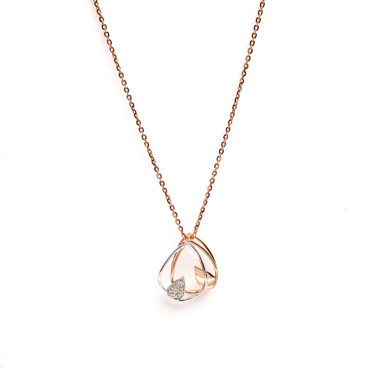 Caratly 18kt gold Leaves Diamond Pendant with 0.10ct pave diamond twisted organic leaf design under Rs. 50,000