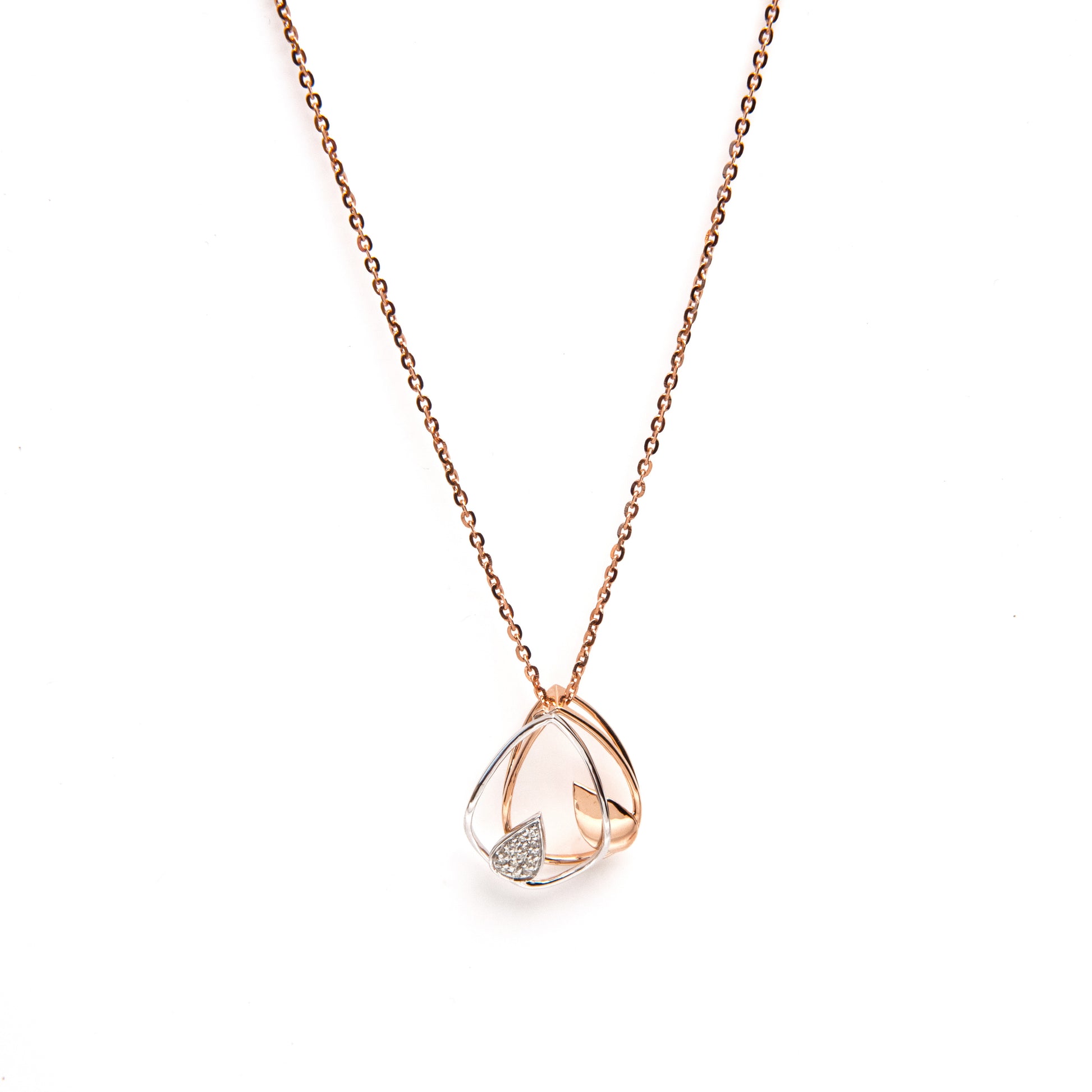 Caratly 18kt gold Leaves Diamond Pendant with 0.10ct pave diamond twisted organic leaf design under Rs. 50,000