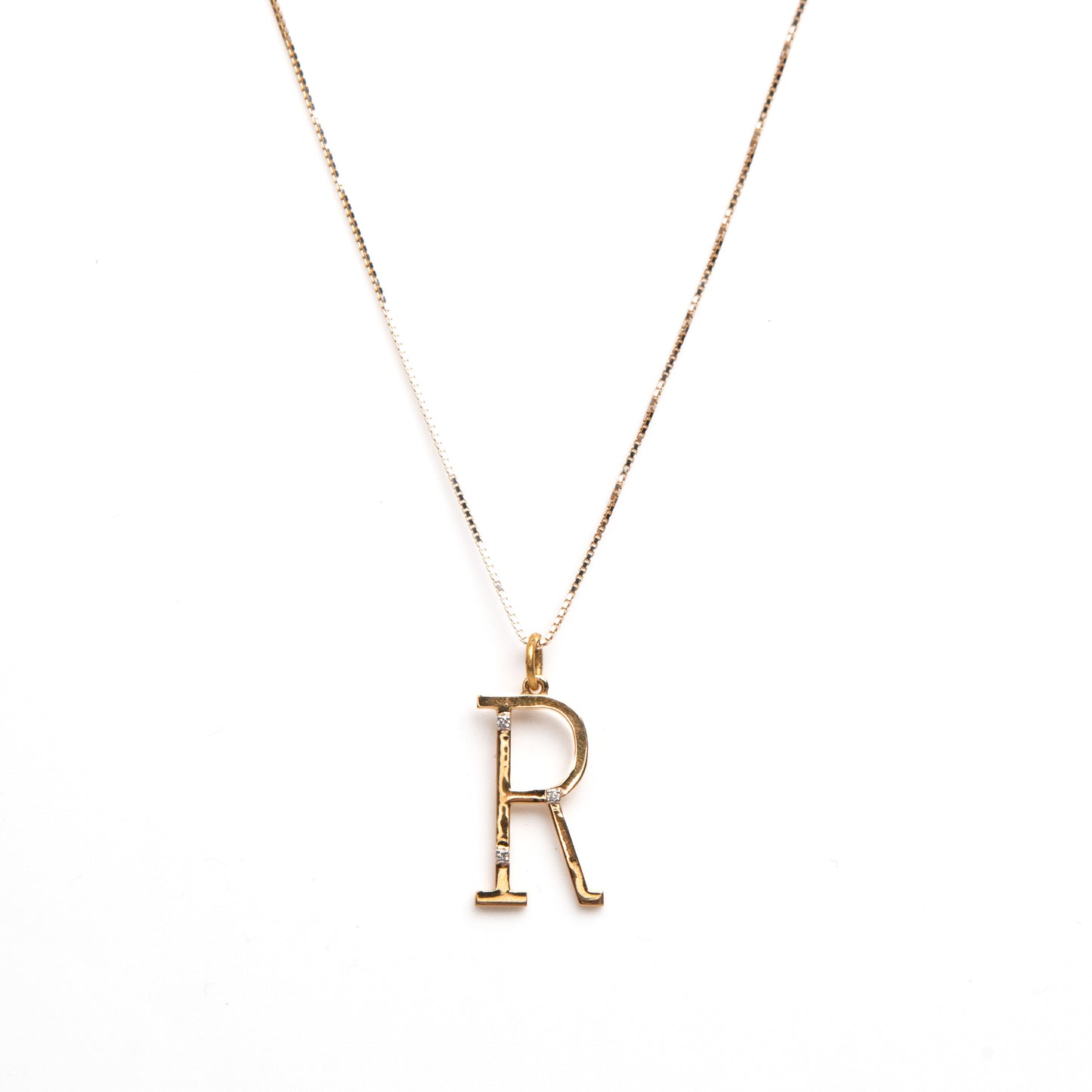 Caratly 18kt gold Letter R Diamond Pendant with 0.02ct diamond accent initial charm under Rs. 30,000