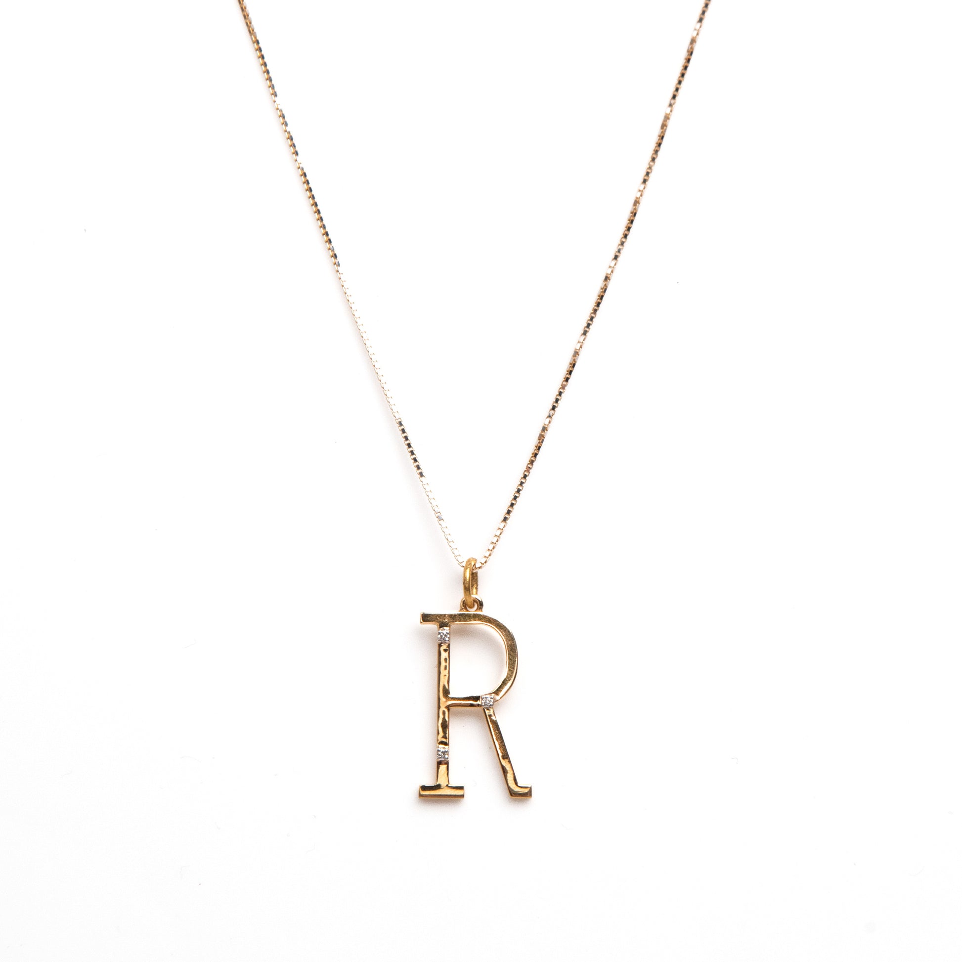 Caratly 18kt gold Letter R Diamond Pendant with 0.02ct diamond accent initial charm under Rs. 30,000