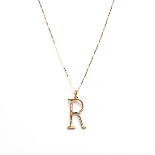 Caratly 18kt gold Letter R Diamond Pendant with 0.02ct diamond accent initial charm under Rs. 30,000