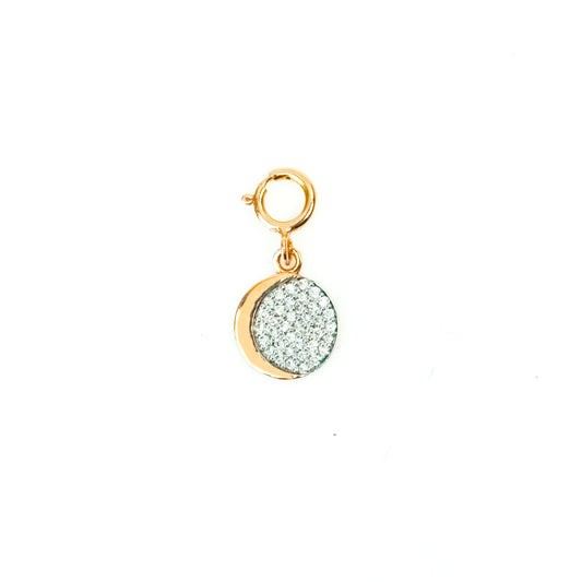 Caratly 18kt gold Moon Diamond Charm with 0.09ct pave diamond crescent design, celestial jewelry gift for her under 20,000