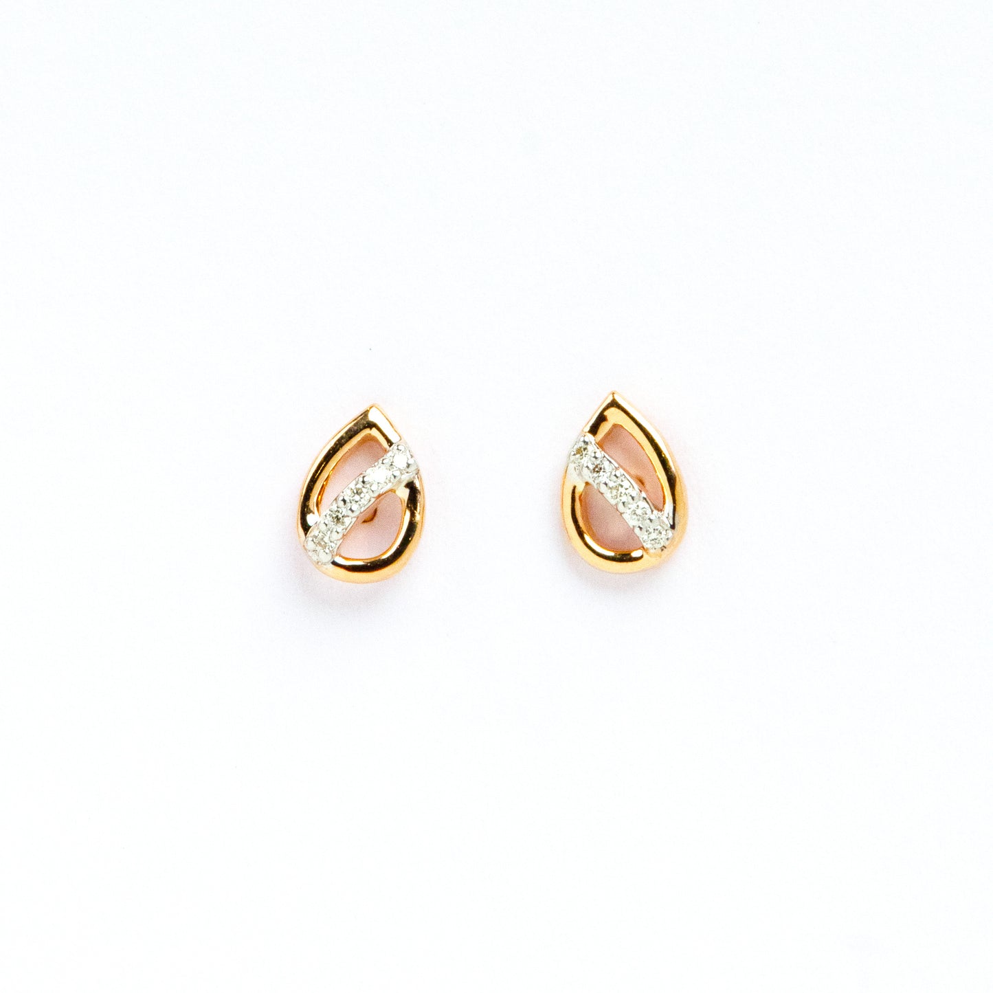Caratly 18kt gold Pear Diamond Earring with 0.04ct diamond accent in an openwork teardrop stud design under Rs. 20,000