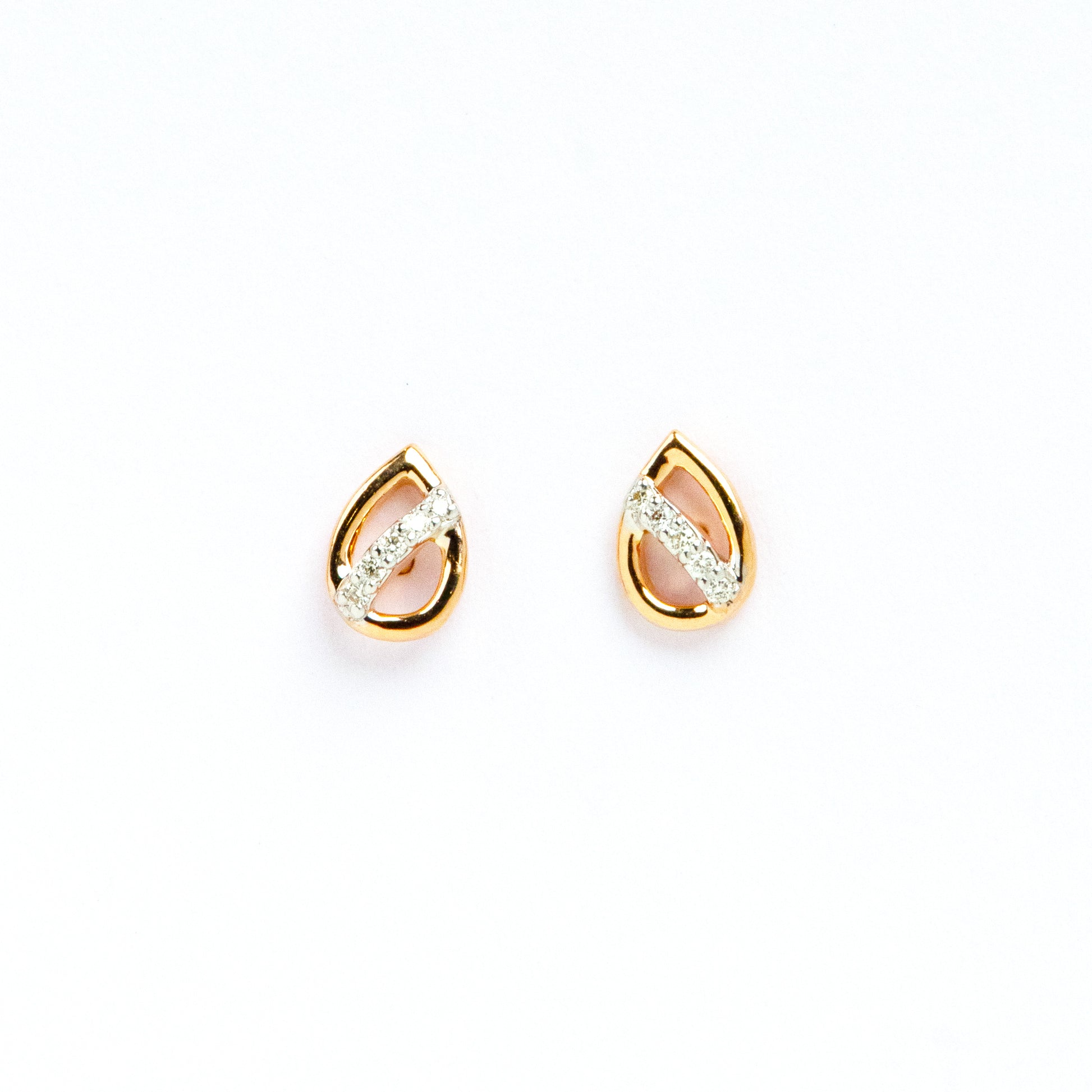 Caratly 18kt gold Pear Diamond Earring with 0.04ct diamond accent in an openwork teardrop stud design under Rs. 20,000
